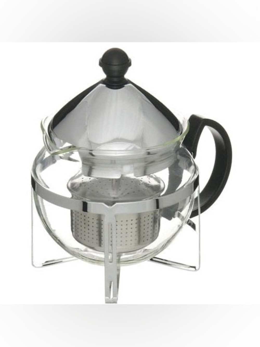 G & H Tea Services Chrome Glass Tea Maker Teapot